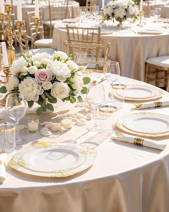 Nervure 100Pcs 10.25'' Ivory Plastic Plates, Party Plates - Image 2