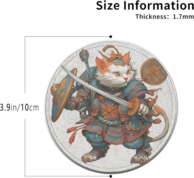 Japanese Cat Coasters Leather Round Drink Coasters 6 Pcs Set - Image 4
