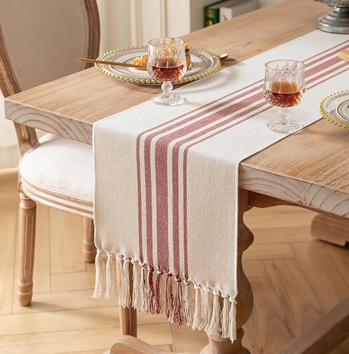 Boho Table Runner for Modern Farmhouse Fall Decor, Dining Table décor 13 x 108 - Image 2