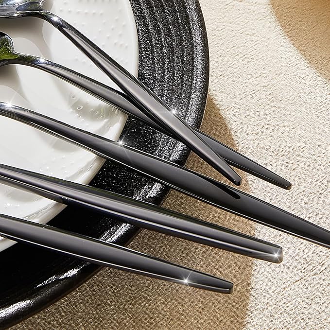 18/10 Silverware Set for 8, 40 Piece Black Stainless Steel Flatware Cutlery | - Image 3