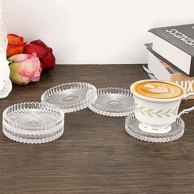 Modern Clear Coaster Set of 5- Glass Coasters - Image 4