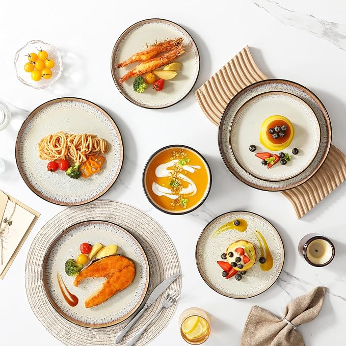 vancasso Plates and Bowls Sets, Ceramic Dinnerware Sets Stoneware Kitchen - Image 2