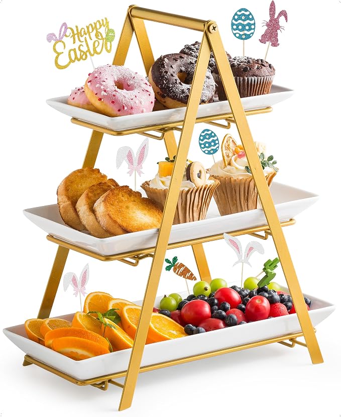 YHOSSEUN 3 Tier Serving Tray, 10+12+14 Inch Serving Platters and Tray, 3 Tiered by YHOSSEUN
