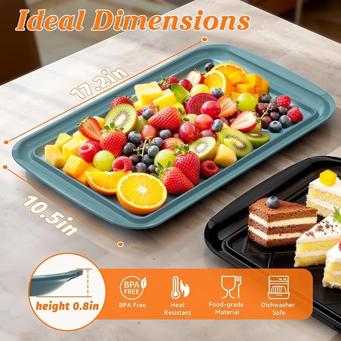 Grilling Prep & Serve Trays for Party Set of 6, Large BBQ Serving Platters | - Image 2