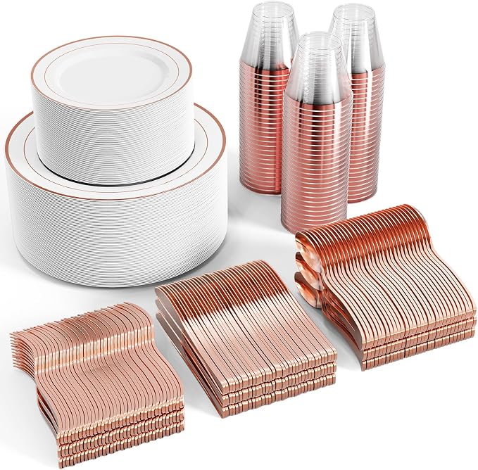FOCUSLINE 600 Ct Rose Gold Dinnerware Set by FOCUSLINE