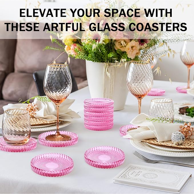 Modern Clear Glass Coasters Set of 6, Cute Coasters Table Mats - Image 5