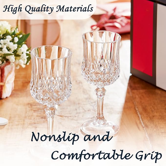 24Pack Plastic Wine Glasses, 7oz Vintage Goblets - Image 4