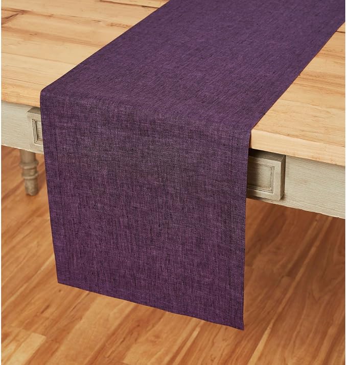 Solino Home 100% Pure Linen Table Runner Grape Long, Athena 14 x 144 in | Table by SolinoHome
