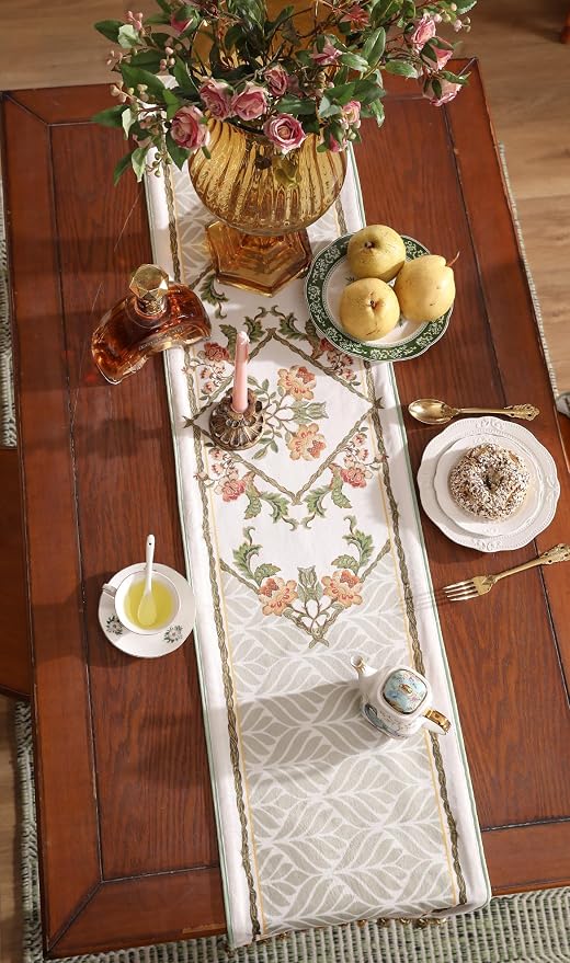 Patdrea Designer Elegant French Velvet Table Runner, Floral Print, Thanksgiving - Image 8