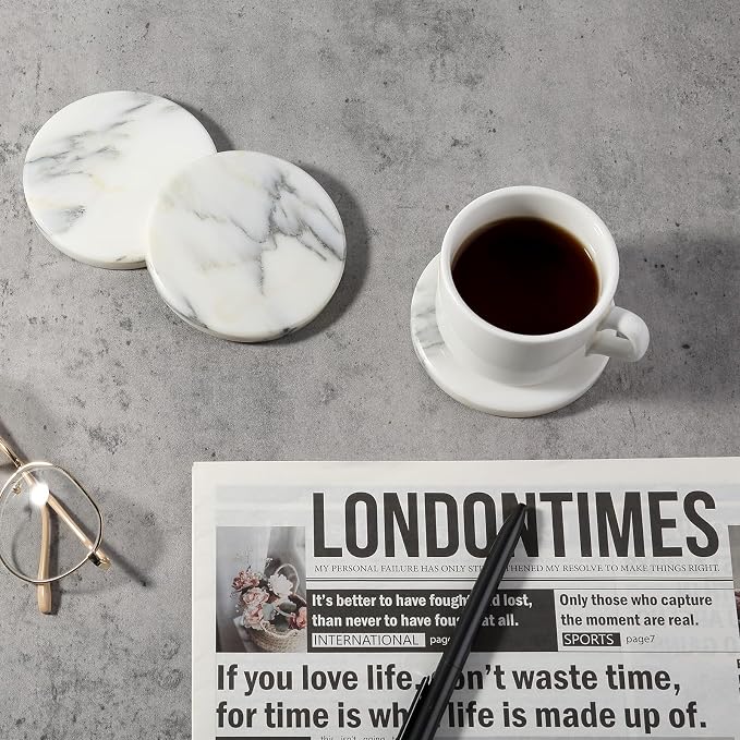 Marble Coaster Set of 4, Round Coasters, Marble Coasters - Image 8