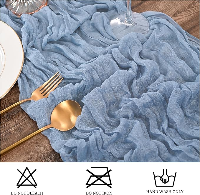 15 Pack Dusty Blue Table Runner 17 x 108inch Cheesecloth Table Runner Boho - Image 3