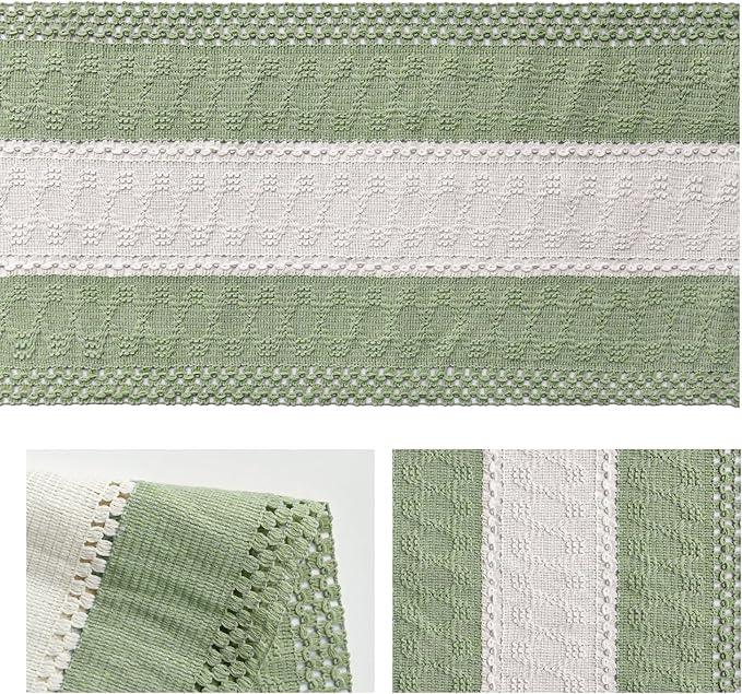 Artoid Mode Light Green Farmhouse Woven Table Runner 12x90 Inch | Seasonal - Image 6