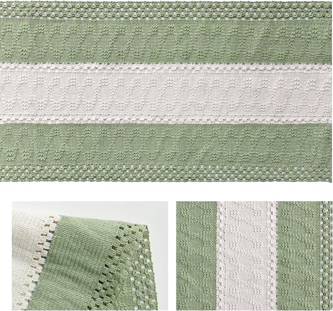 Artoid Mode Light Green Farmhouse Woven Table Runner 12x120 Inch | Seasonal - Image 6