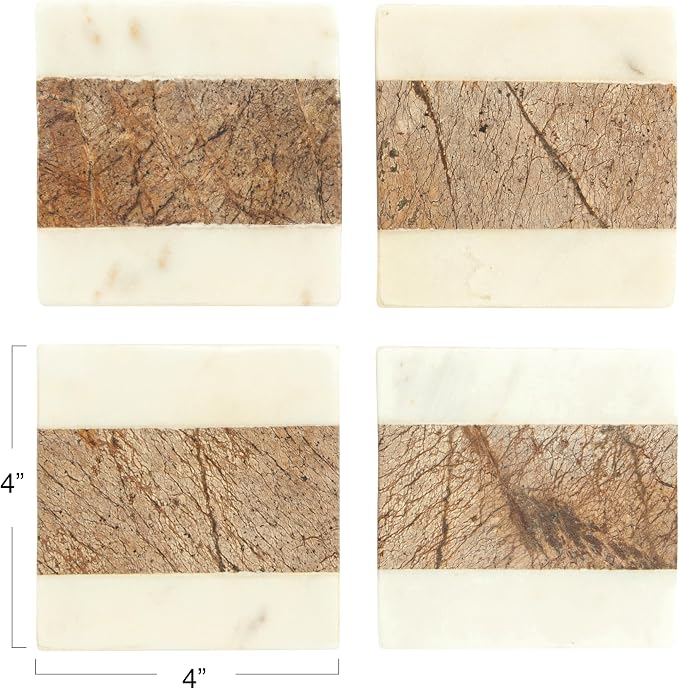 Creative Co-Op Square Marble Coasters - Image 2