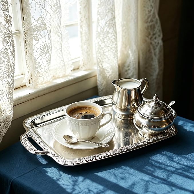4-Pack Large Rectangle Silver Serving Trays, 15.4" x 9.3" Stainless Steel - Image 8