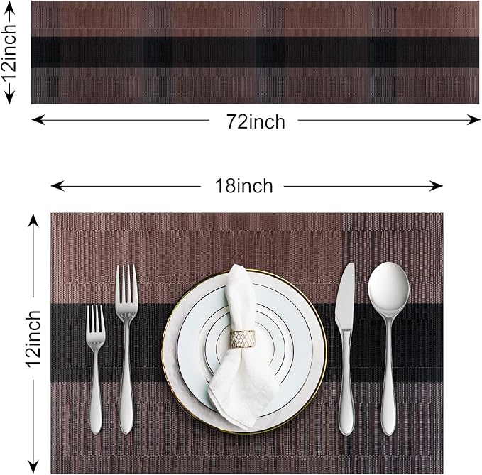Aofmee Table Runner and Placemats Set of 6 Washable, Heat Resistant Place Mats - Image 3
