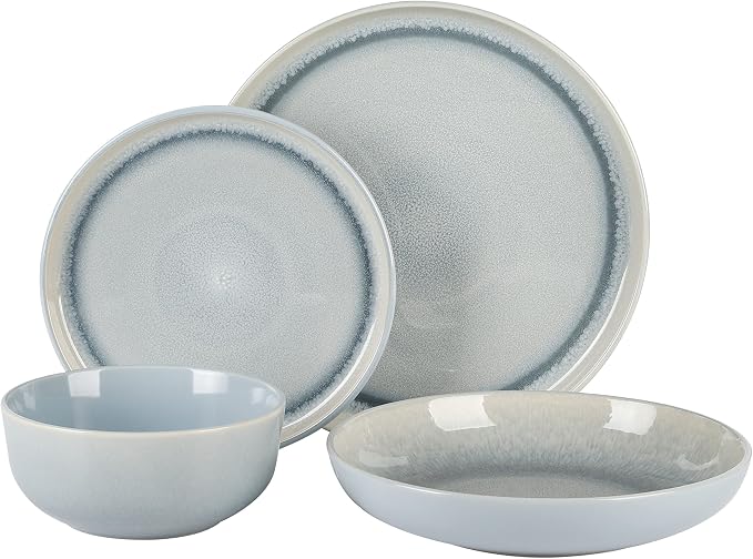 Gibson Elite Juno Moon 16-Piece Reactive Blue Double Bowl Dinnerware Set – - Image 5