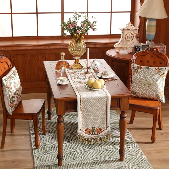 Patdrea Designer Elegant French Velvet Table Runner, Floral Print, Thanksgiving - Image 7