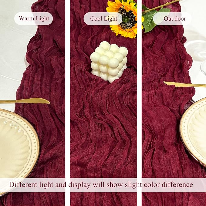 12Pack Wine Red Cheesecloth Table Runner 20x120inch Gauze Table Runners | - Image 6