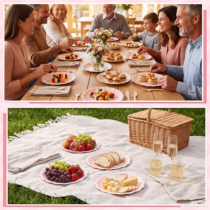 NatNarr 30 Pcs Pink Paper Plates 7.5 In Light Pink Plates - Image 6