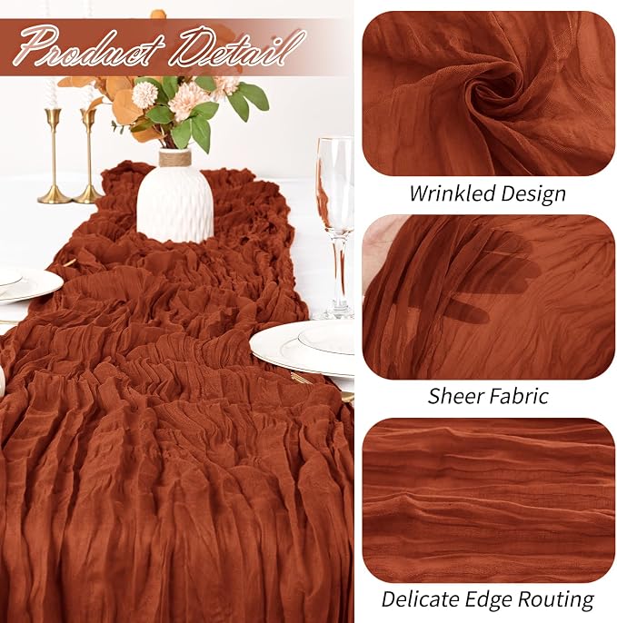 30 Pack Terracotta Cheesecloth Table Runner 17 x 108 inch Cheese Cloth Table - Image 3