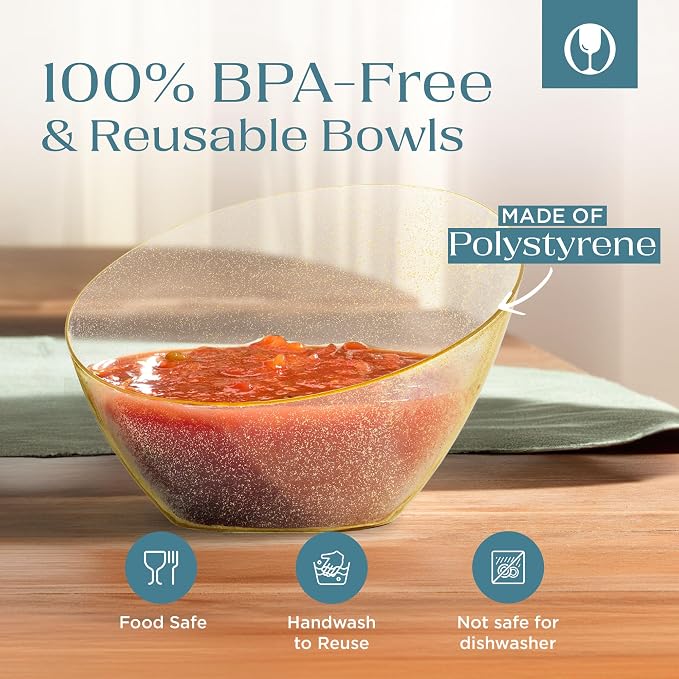 5 Pack Gold Angled Plastic Serving Bowl Disposable - Image 6