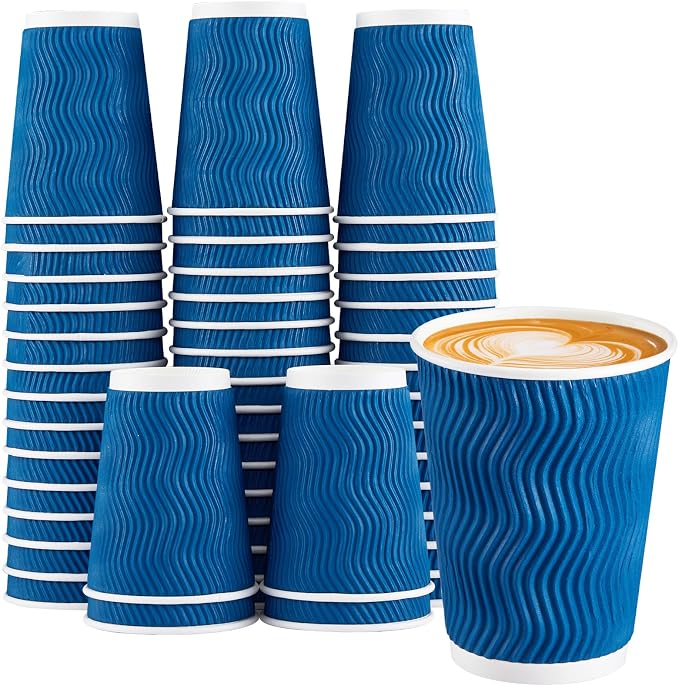 Lamosi 50 Count Insulated Coffee Cups 12 oz, Disposable Paper Cups No Lids | by BuyNow