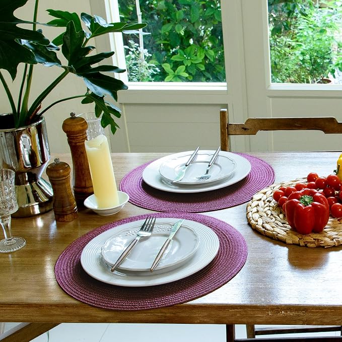FunWheat Round Braided Placemats Set of 4 Table Mats - Image 5