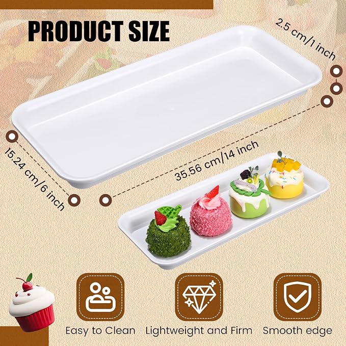 20 Pcs Serving Platters 14 x 6 Inch Rectangle Serving Trays Reusable Food Tray - Image 2