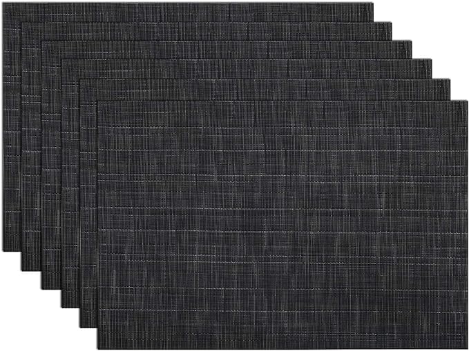 SHACOS Placemats Set of 6 Woven Vinyl Place Mats by SHACOS
