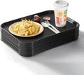 12 Pack Black Plastic Serving Trays, 12x16 Inch Cafeteria Tray | Black Plastic by CURTA