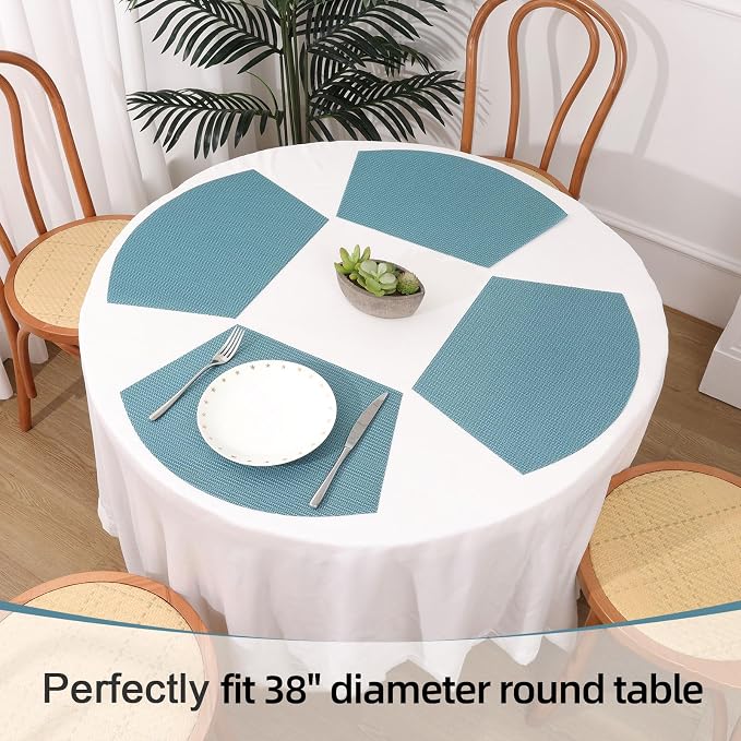 SHACOS Round Table Placemats Set of 4 Small Wedge Placemat Wipe Clean Heat - Image 3