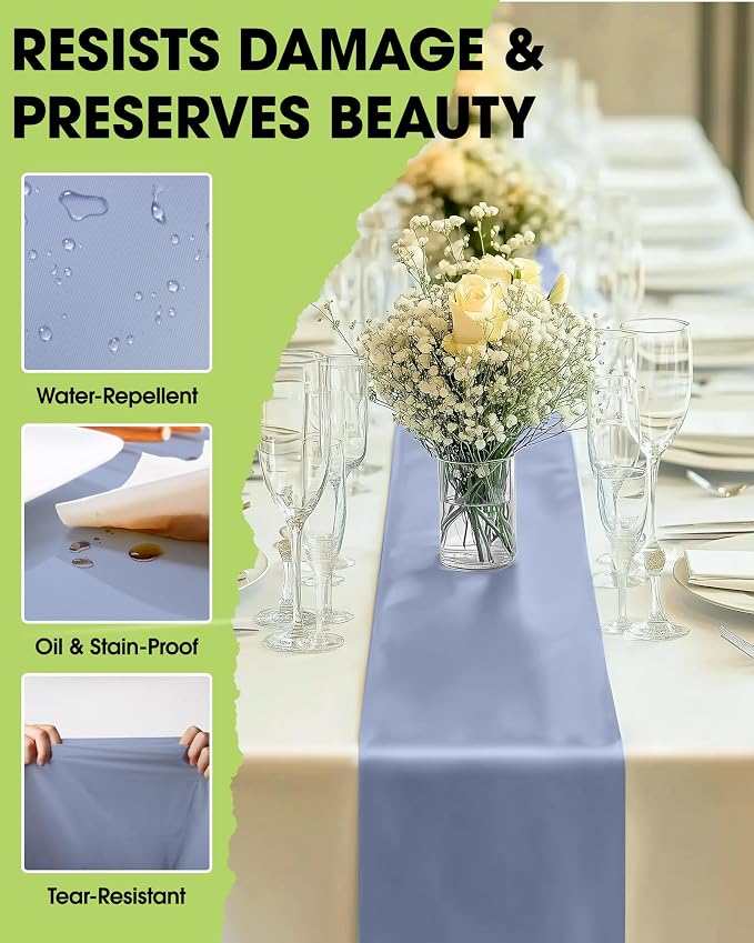 Pureegg Dusty Blue Plastic Table Runners - Image 3