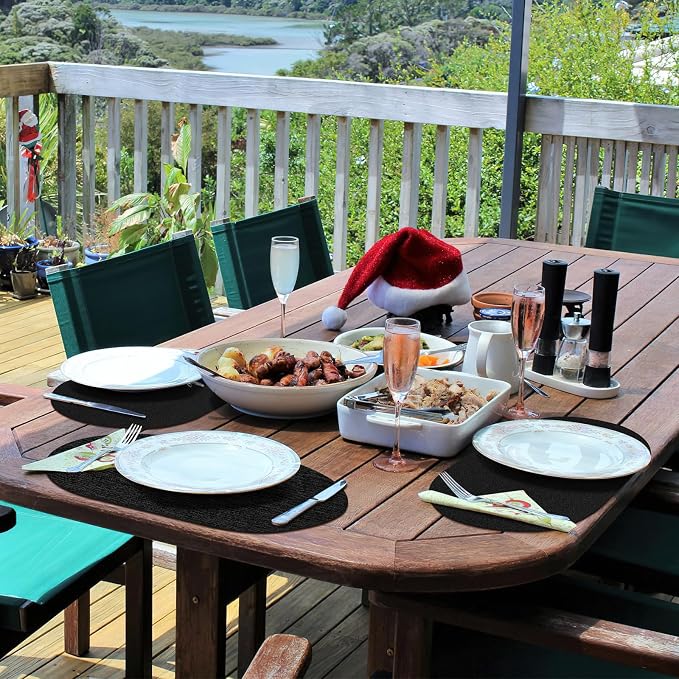 Placemats for Dining Table Set of 8 Non-Slip, Heat Resistant Oval Leather - Image 7