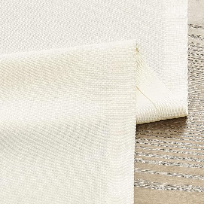 Basic Linen Style Table Runner, 14x60 Inch Ivory | Mitered Corner Design - Image 6