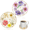 2pcs Dried Flower Drink Coasters, Flower Resin Drink Cup Mat Reusable Floral by Unknown