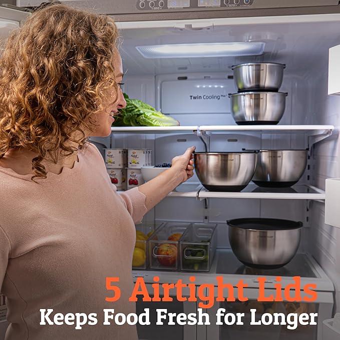 Premium Mixing Bowls With Lids Set, Airtight Lids, Thicker Stainless Steel - Image 4