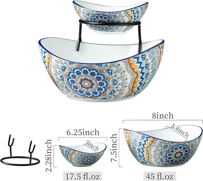 YHOSSEUN Chip and Dip Serving Set, 2 Tierd Serving Bowl Set | Ceramic Chip Dip - Image 2