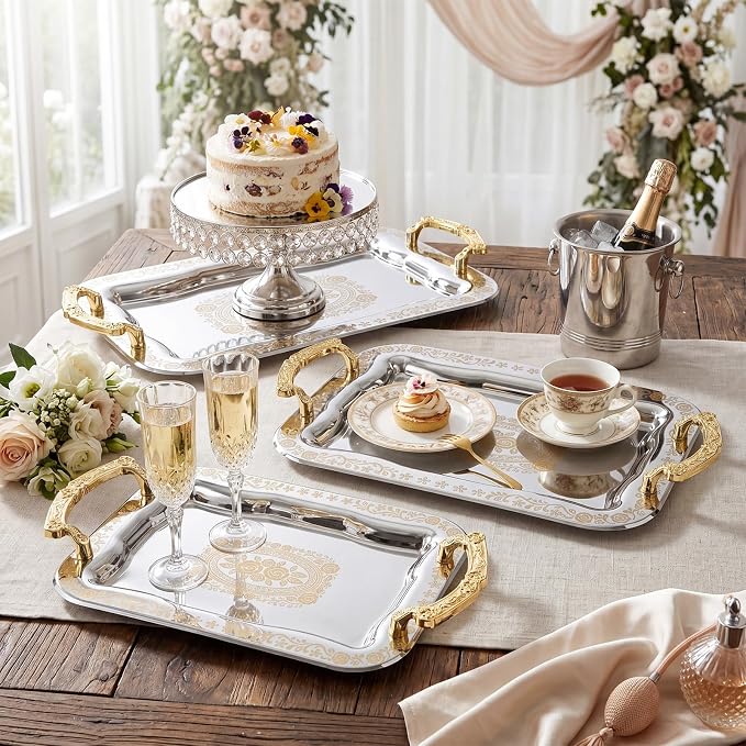 3 Pack Metal Serving Trays - Image 6
