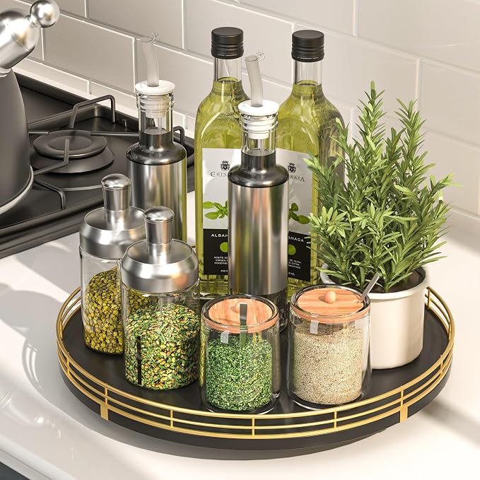 Oroyutor 12-Inch Oak Lazy Susan Spice Organizer by Oroyutor