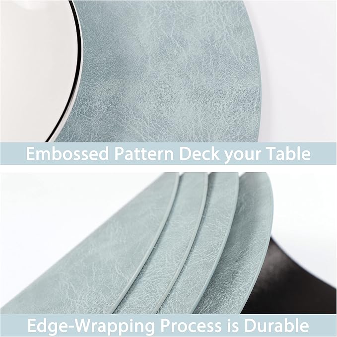 Set of 6 Embossed PU Leather Placemats, Waterproof Coffee Coasters, Kitchen - Image 6