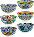 HENXFEN LEAD Boho Ceramic Dessert & Snack Bowls Set of 6, 10 oz | Assorted by HENXFENLEAD