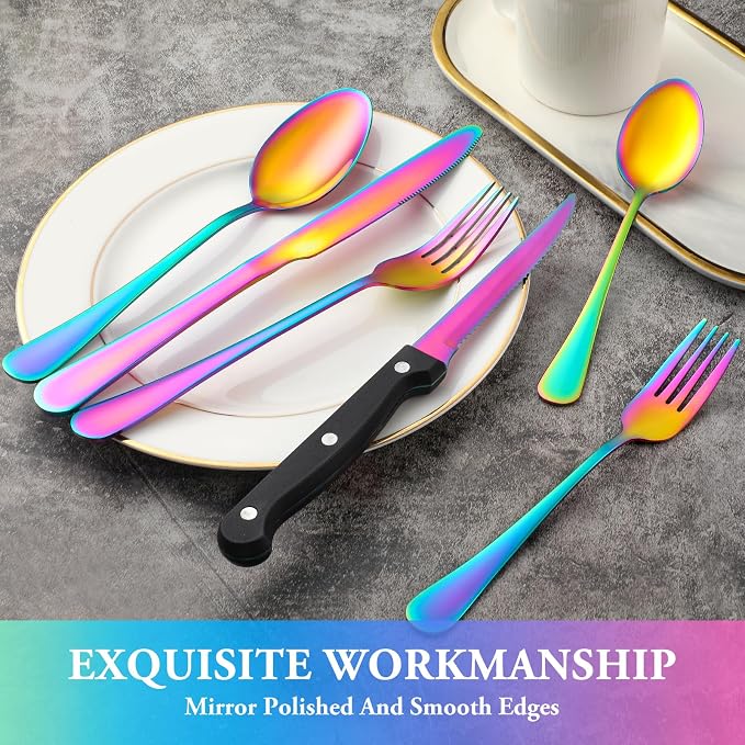 24 Pcs Rainbow Silverware Set - Image 4