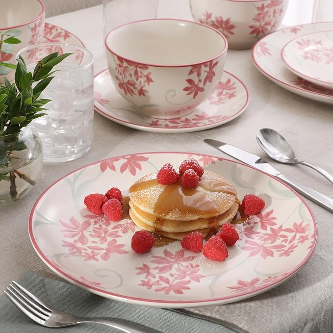 Gibson Home Admiral Hall 12-Piece Matte Stoneware Dinnerware Set – Dinner Plates - Image 3