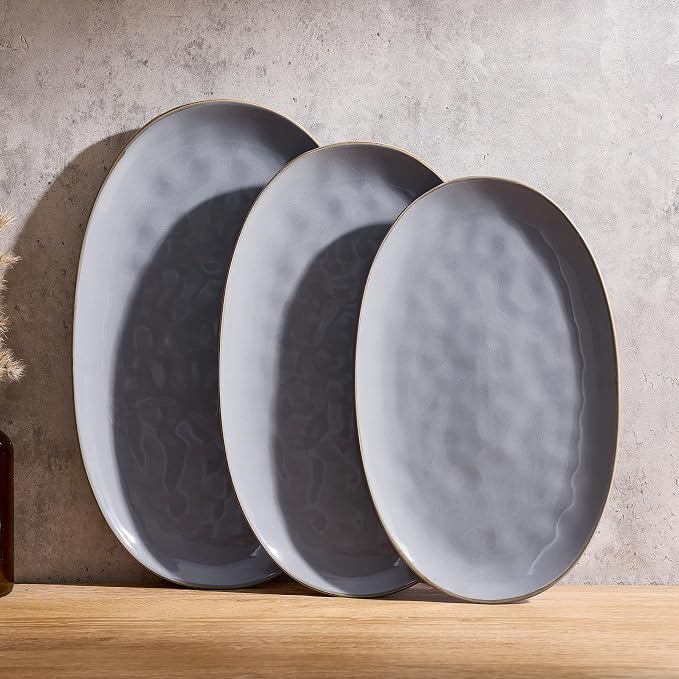 famiware Serving Platter, Oval 15.59/14.3/12.9 inch Serving Dishes by Famiware