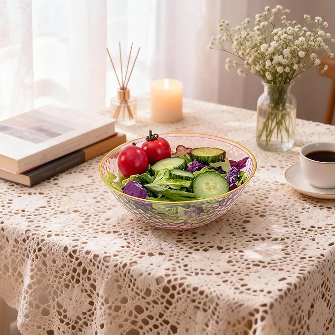 Tinybee 50 Pack Pink Plastic Bowls - Image 5