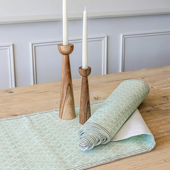 Over&Back 18x90 Hand-Blocked Printed Cotton Table Runner - Image 9