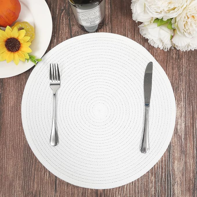 SHACOS Round Braided Placemats Set of 6 Round Table Mats - Image 7