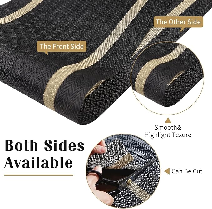 FAVE Woven Vinyl Table Runner 90x12 Inch Black - Image 3