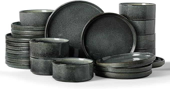Famiware Star Ceramic Plates and Bowls Sets, Reactive Glaze Dishes by Famiware